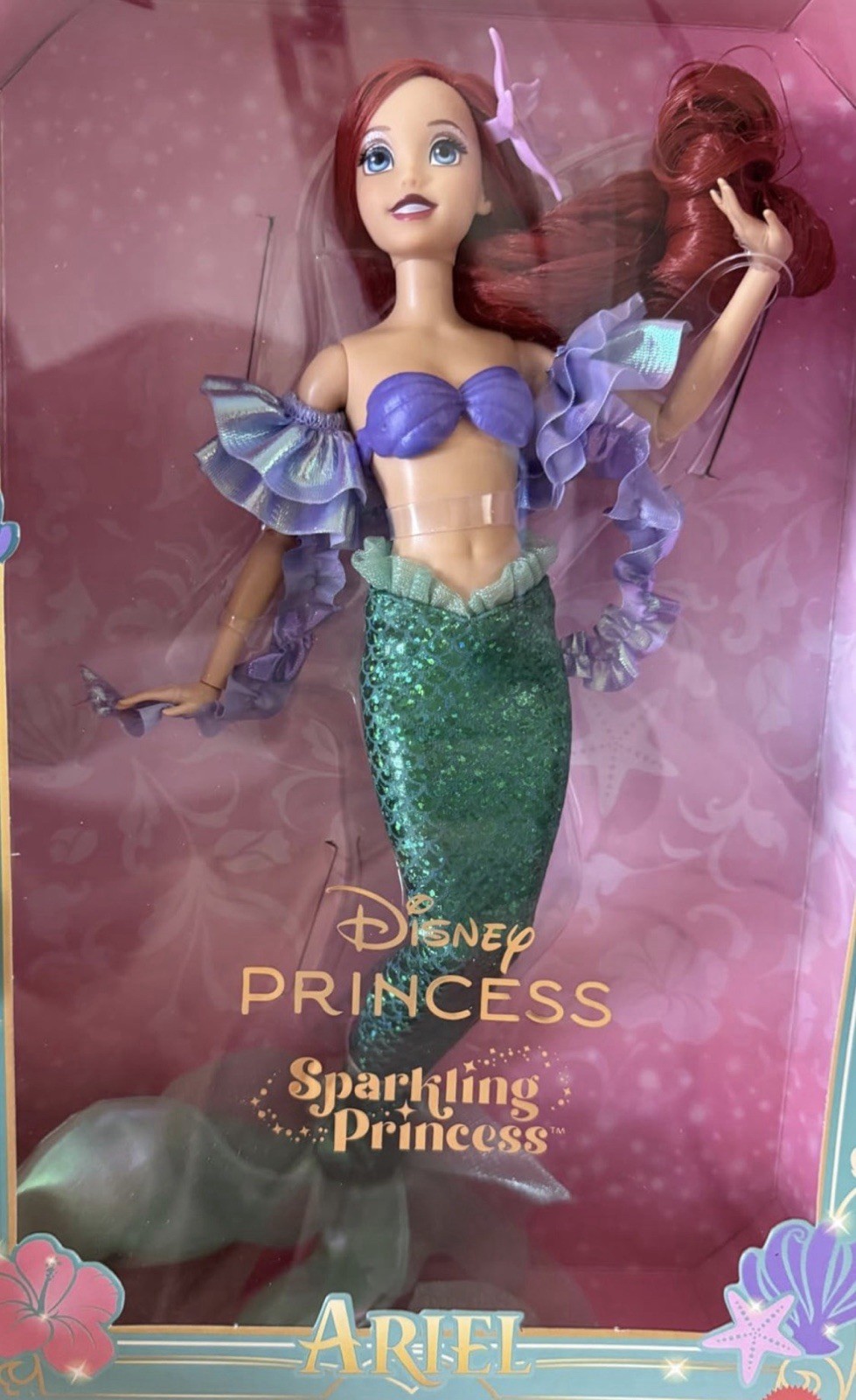 New Mattel Disney Princess Little Mermaid Ariel Sparkling Princess Fashion Doll