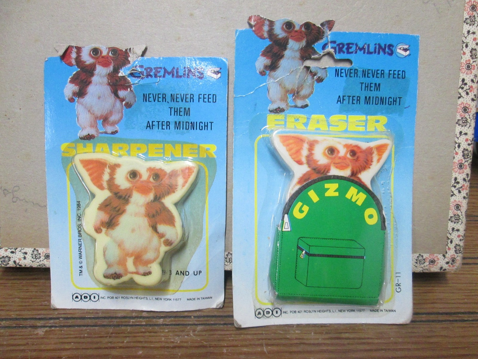 Vintage Gremlins GIZMO Pencil Sharpener & Eraser 1984 Unused