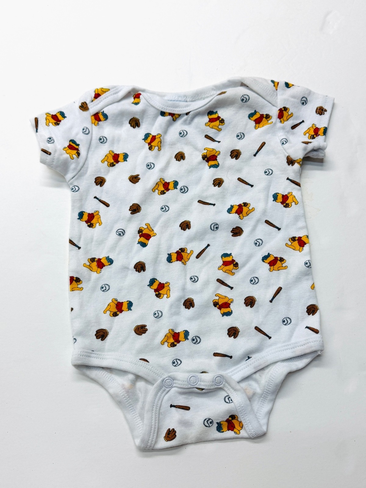 Vintage 90s Y2K Disney Winnie The Pooh Baby Bodysuit Baseball Print 3-6 months