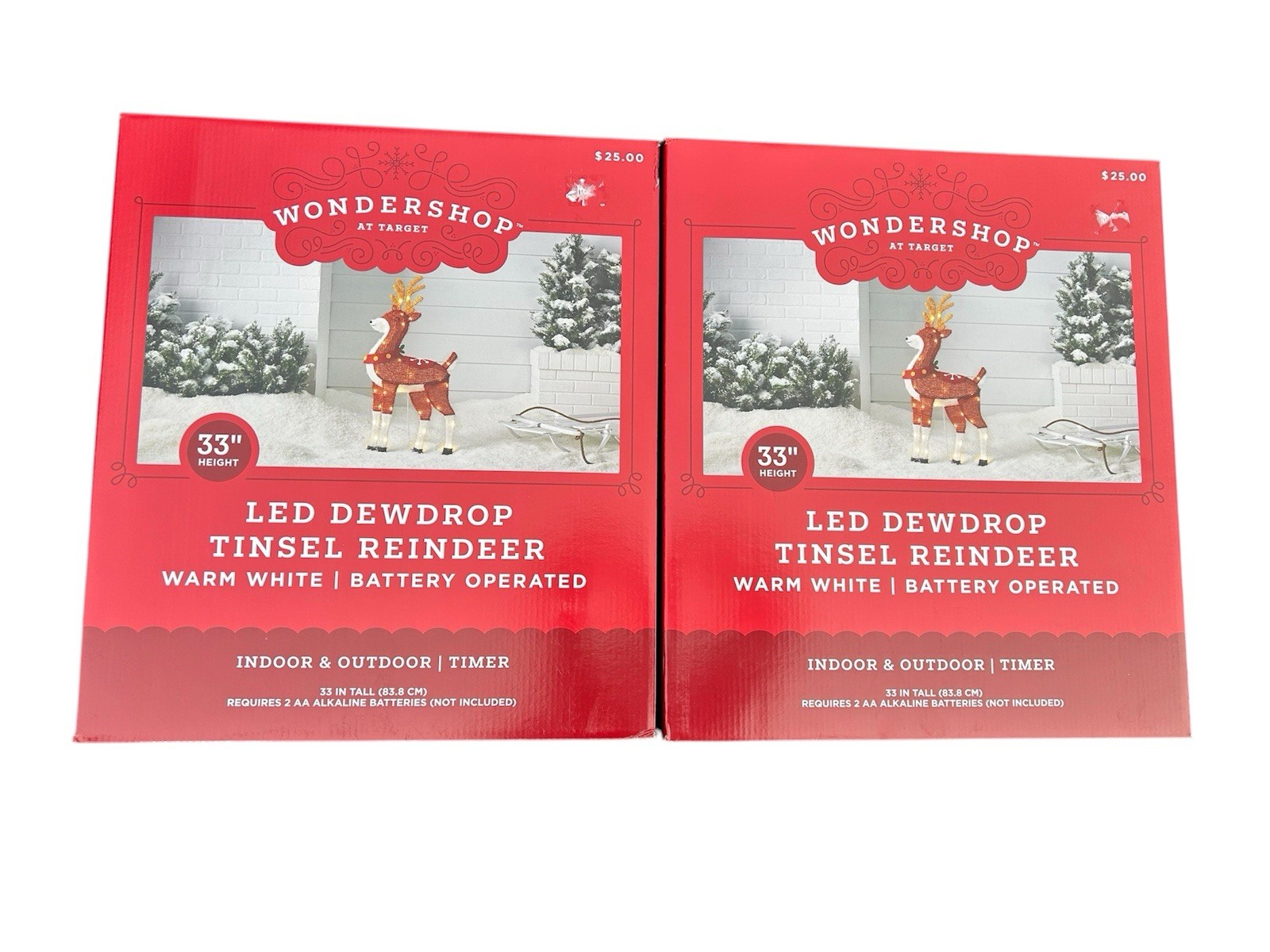 Target 2024 Wonderland Light up 33” Tinsel Reindeer Christmas Decoration NEW x 2