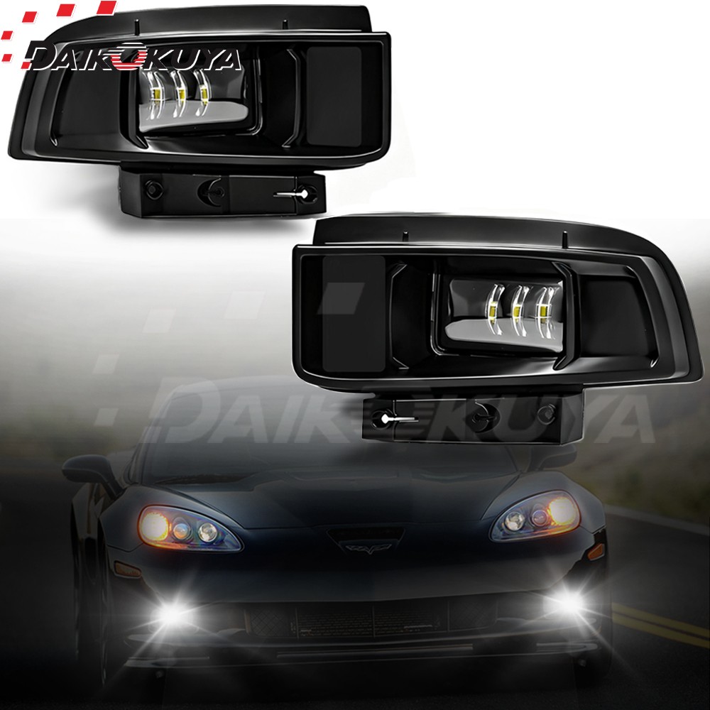 For 2005-10 11 12 2013 Chevy Corvette C6 LED Fog Lights Clear Lens Bumper Lamps