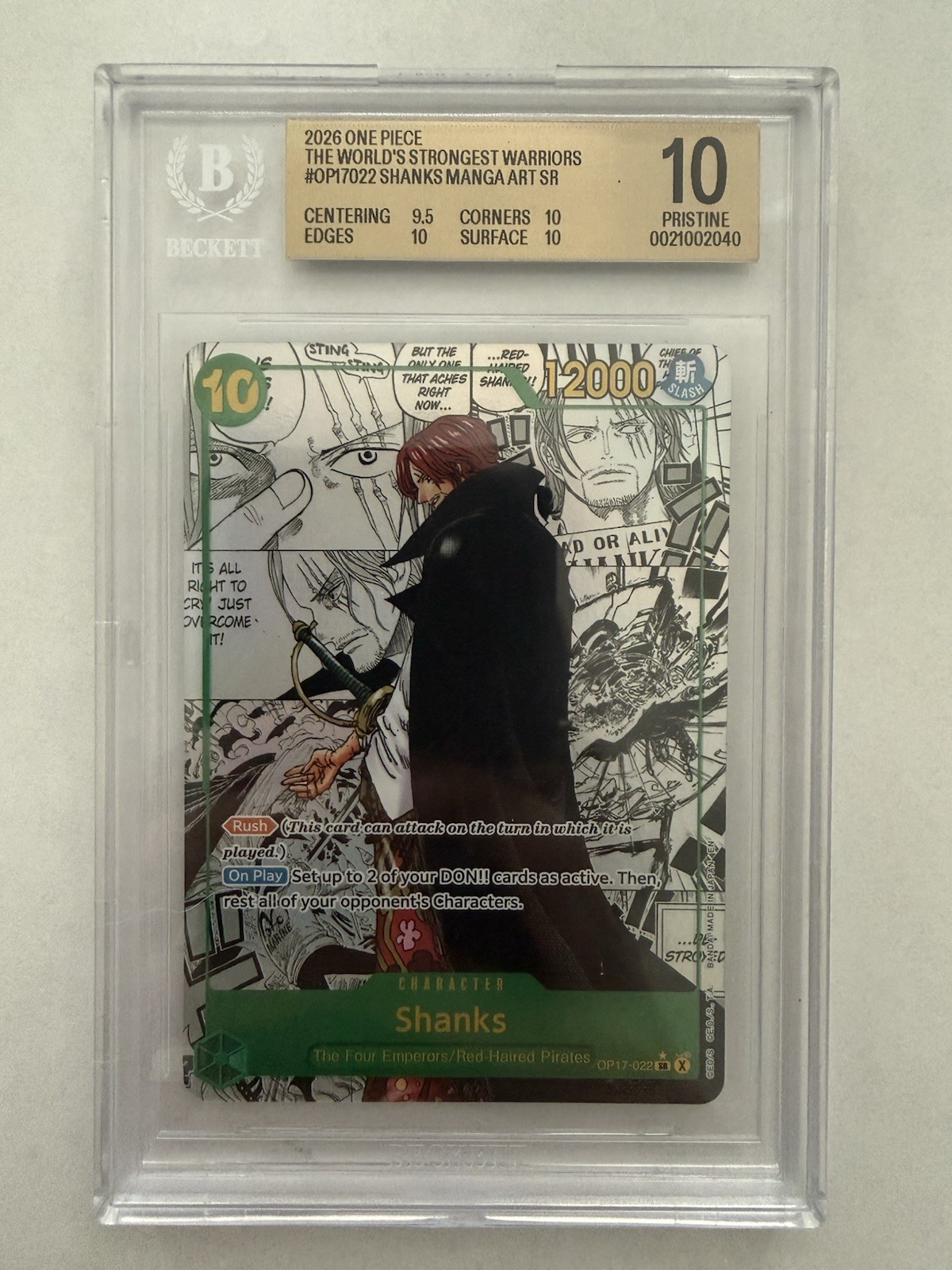 Shanks OP17 Manga BGS Pristine 10