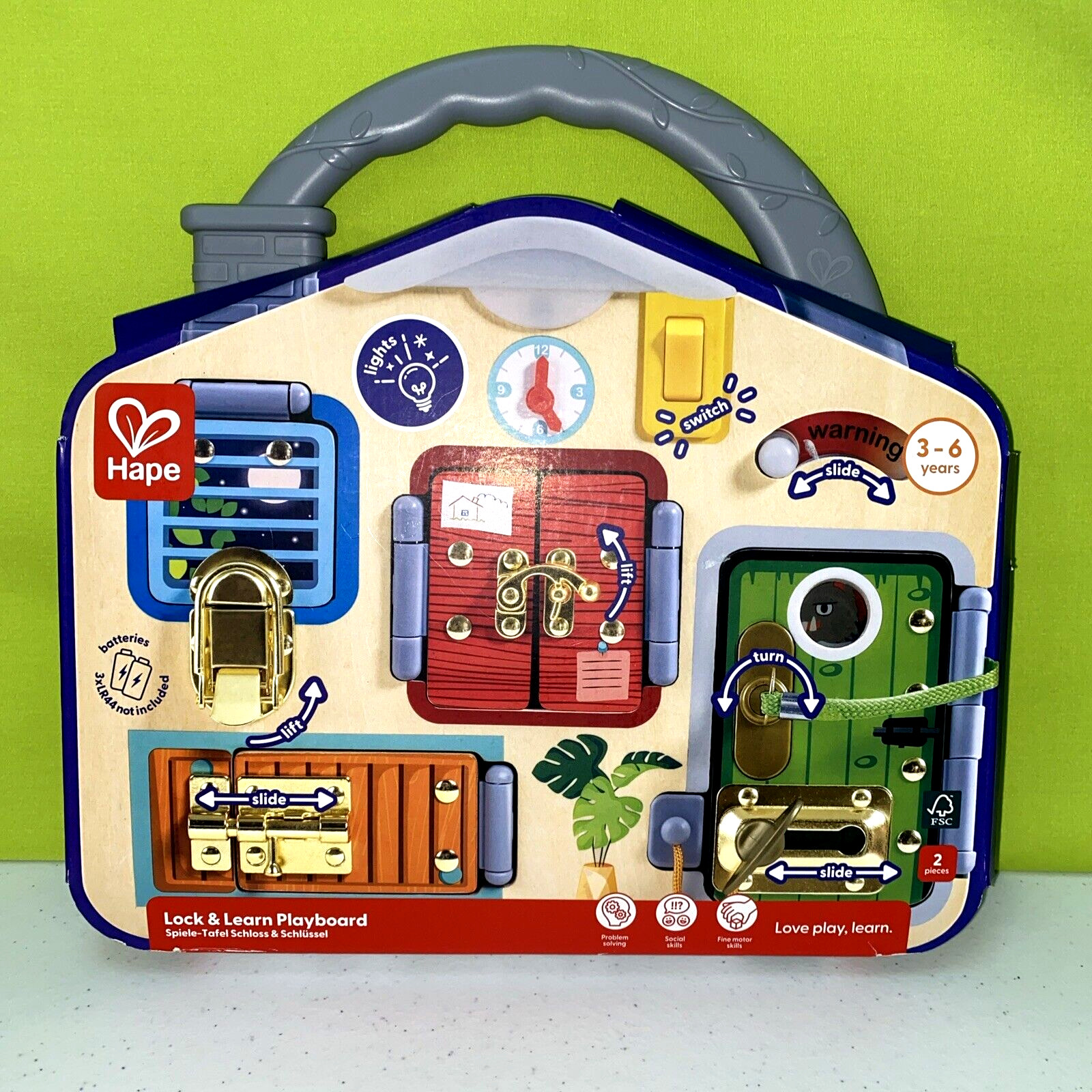 Hape Lock & Learn Playboard Toy, Ages 3+ NEW