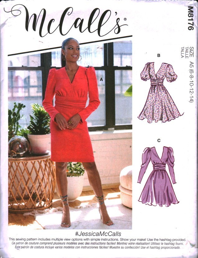 8176 UNCUT McCalls SEWING Pattern Misses Spring Dress V Neckline 6-14 OOP Sew
