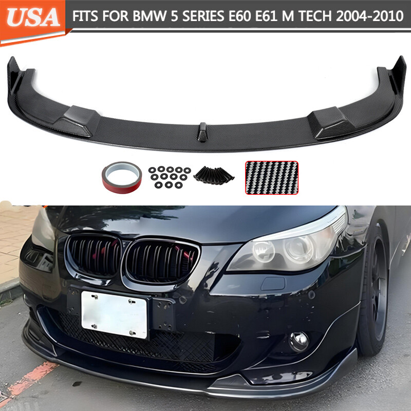 For 2004-10 BMW E60 E61 528i 535i M Tech Front Bumper Lip Splitter Carbon Print