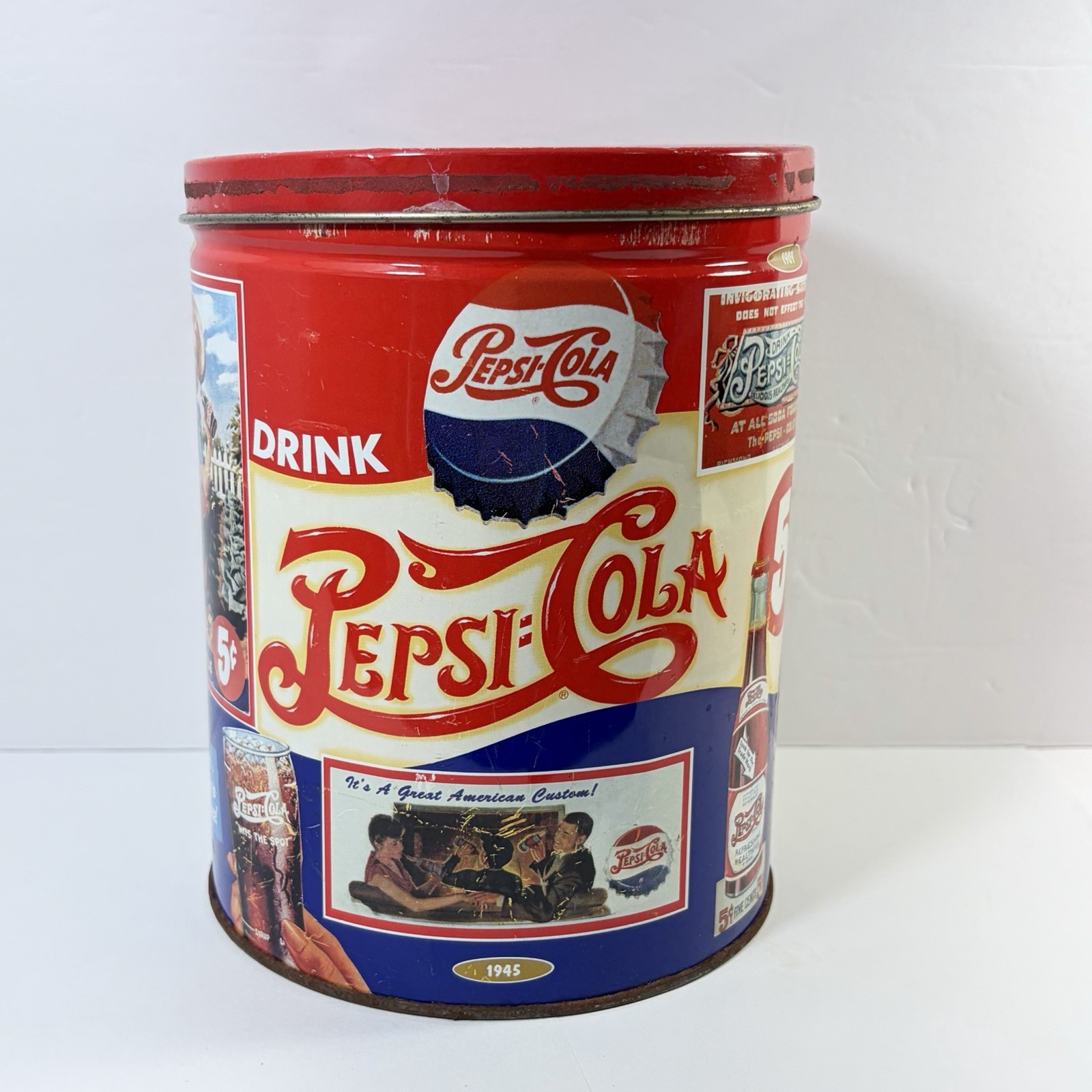 Vintage 1994 Pepsi Cola Tin Jumbo Advertising History Houston Foods