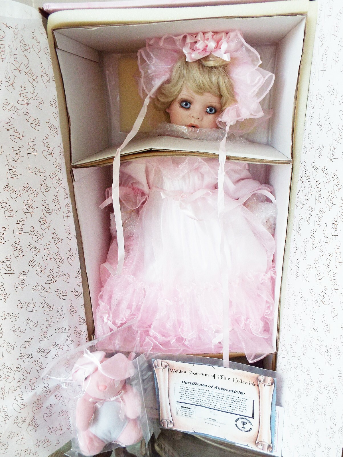DONNA RUBERT RUSTIE 24 in BUNNIE PORCELAIN PINK TODDLER DOLL WELDEN MUSEUM NRFB