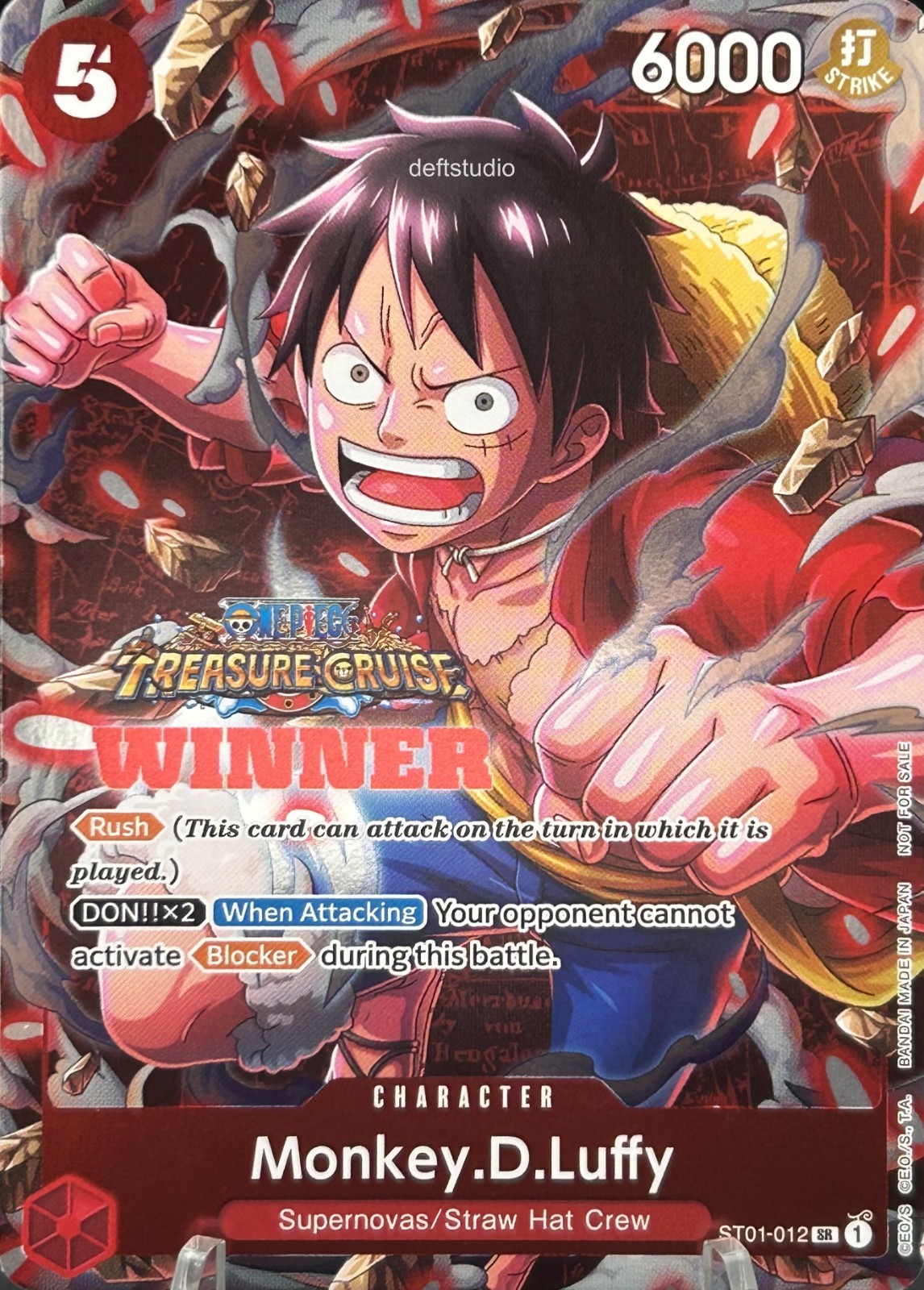 • Monkey.D.Luffy • ST01-012 Winner Stamp Promo Foil Bandai One Piece TCG NM