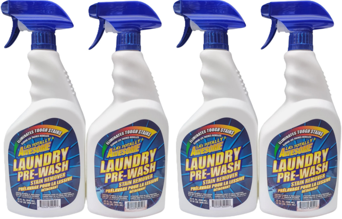 4 PACK LA\'s Totally Awesome Laundry Pre-Wash Stain Remover Spray 32 Fl. Oz. EACH