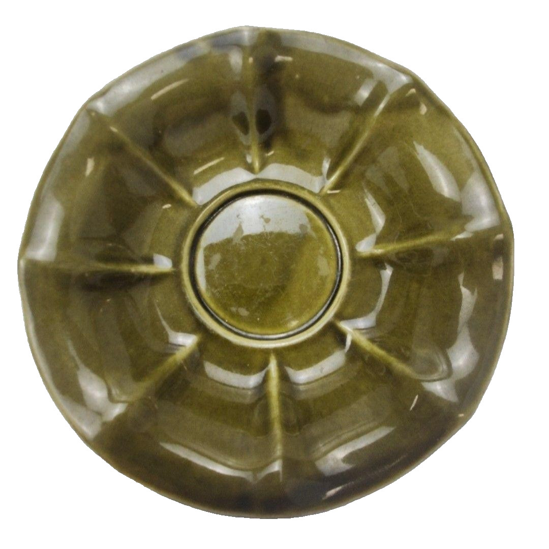 Vintage McCoy Green Scalloped Round Planter Ceramic Art Pottery USA MCM Decor