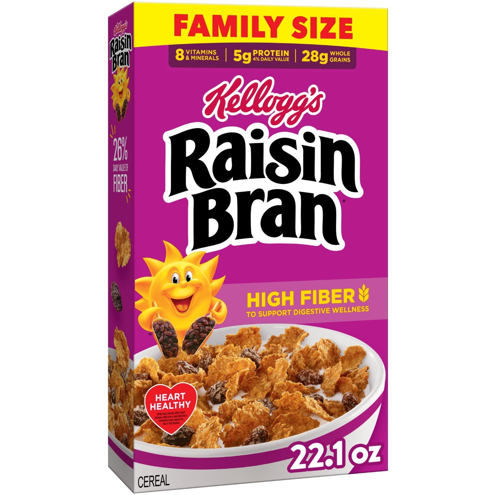 Kellogg's Raisin Bran Original Breakfast Cereal High Fiber (Family Size 22.1 oz)