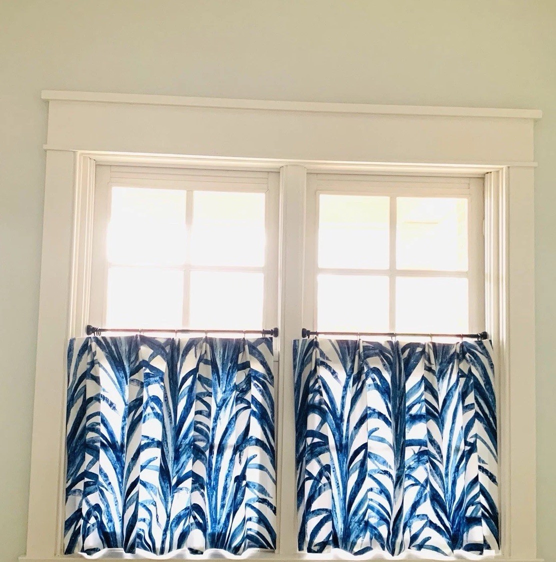Custom Designer Pinch Pleat Cafe Curtain Pair~P. Kaufman Grasslands~27Wx24L each