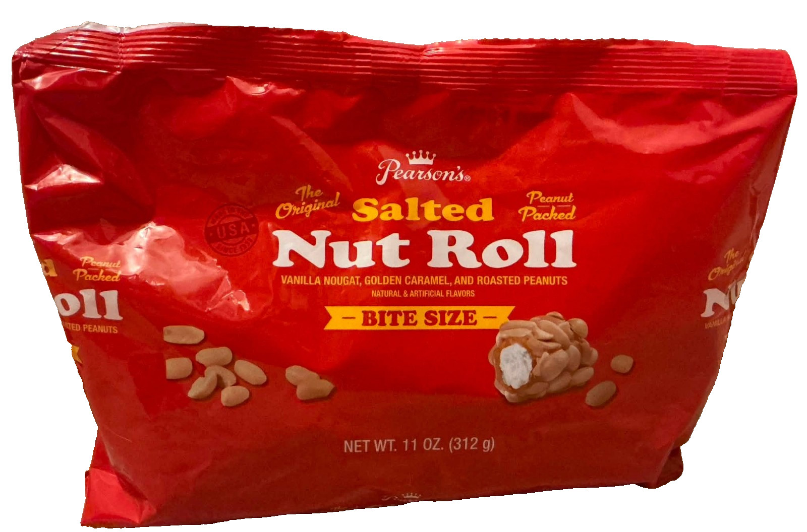 Pearson\'s Salted Nut Roll Candy Bars, Bite Sized Bag 11oz 312g St Paul Minnesota