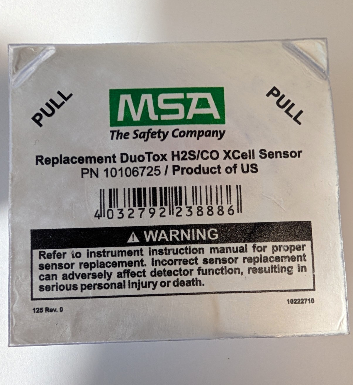 MSA XCell DuoTox Replacement Sensor MPN 10106725 for H2S/CO Detection MSA XCell DuoTox Replacement Sensor MPN 10106725 for H2S/CO Detection