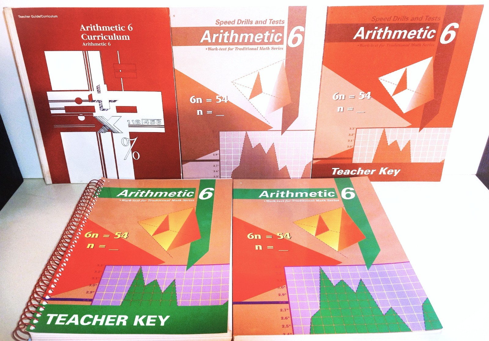 Lot of 5 Arithmetic 6; Beka Books (1991, PB, very nice and excellent copies)