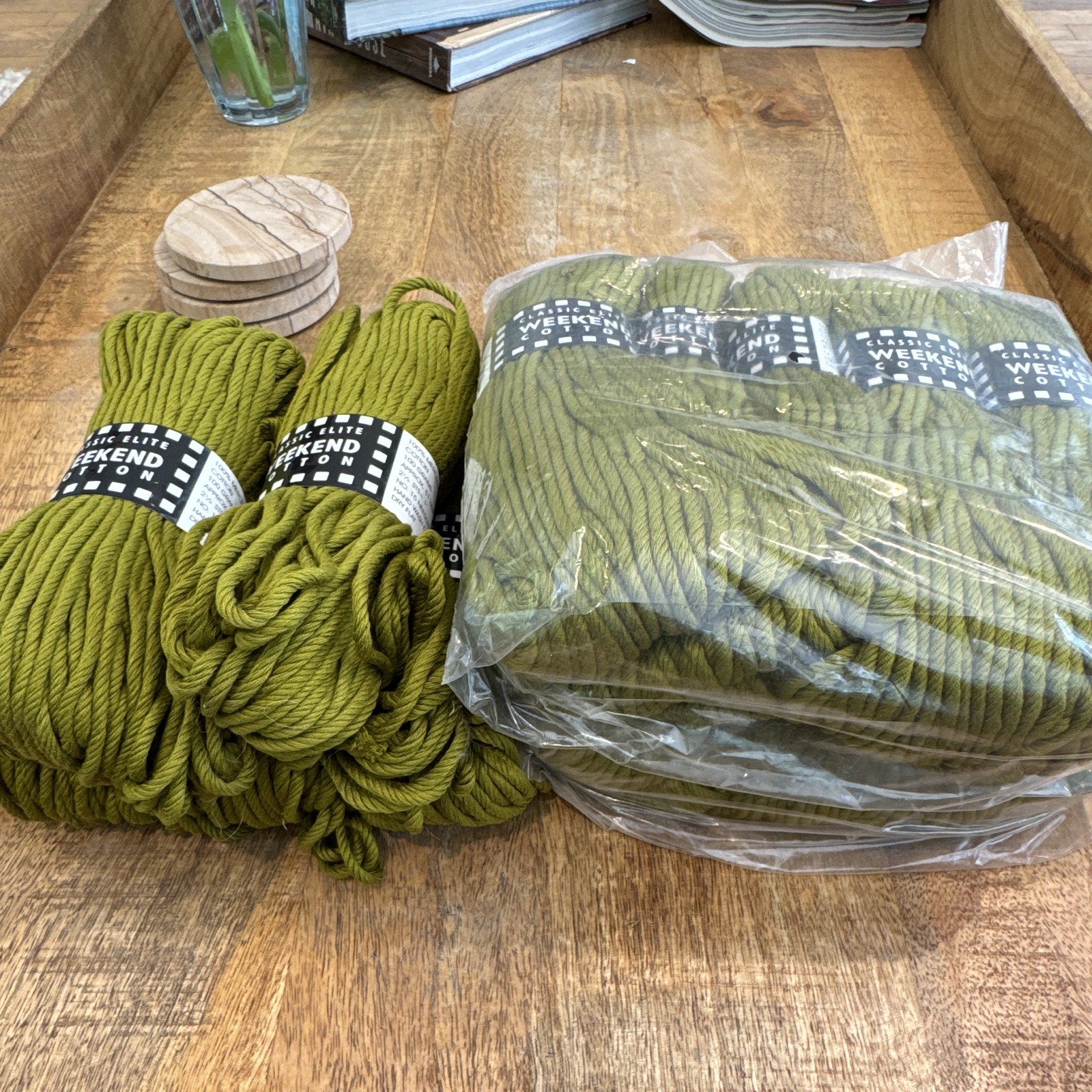 15 Skeins Classic Elite Weekend Cotton Mercerized Bulky Cotton Yarn Green #4897