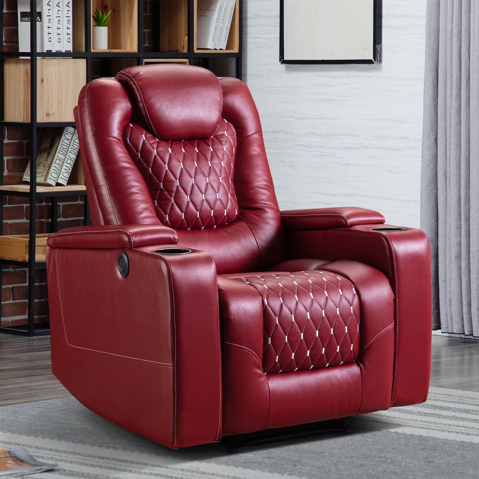 Canmov Electric Home Theater Seat,PU Leather Power Recliner Chair w/ Cup Holders Canmov Electric Home Theater Seat,PU Leather Power Recliner Chair w/ Cup Holders