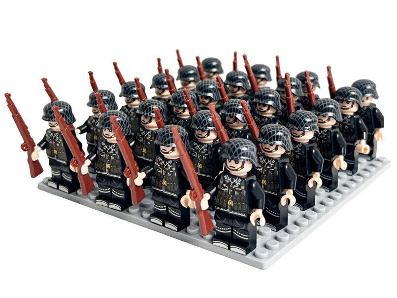 24pcs WW2 Military Figures Set (USA, UK, GER, FRA, SOVIET), DIY Men Toy Gift