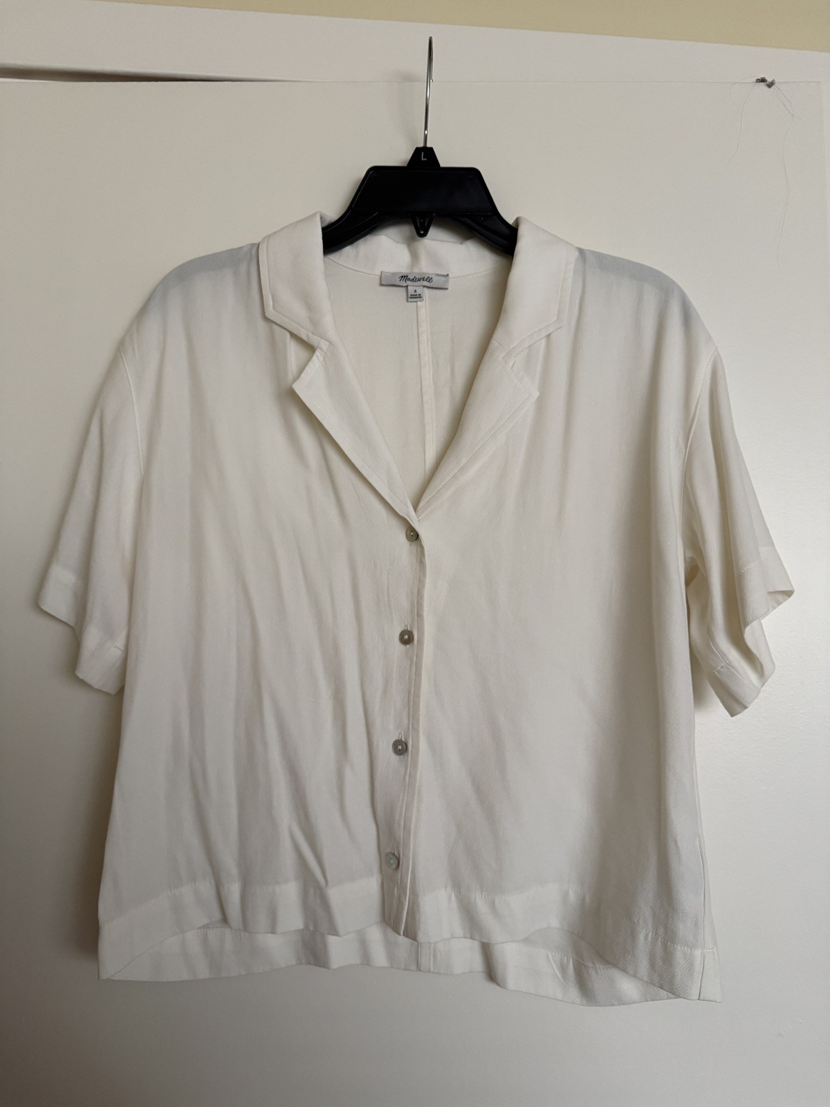 NWOT Madewell Button Front Shirt Lusterweave Size S ivory cream white boxy NWOT Madewell Button Front Shirt Lusterweave Size S ivory cream white boxy