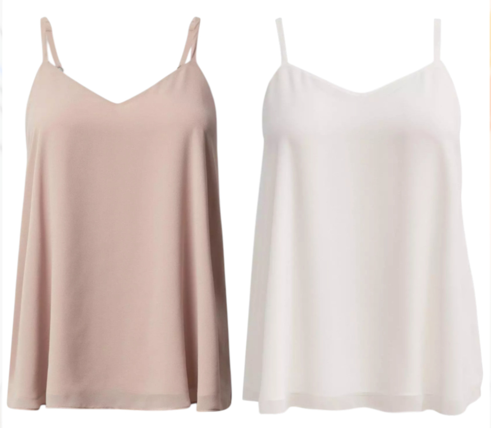 LOT OF 2, Torrid Sophie Swing Cami BEIGE & WHITE 2 Layer Chiffon Tank Top 00/10 LOT OF 2, Torrid Sophie Swing Cami BEIGE & WHITE 2 Layer Chiffon Tank Top 00/10
