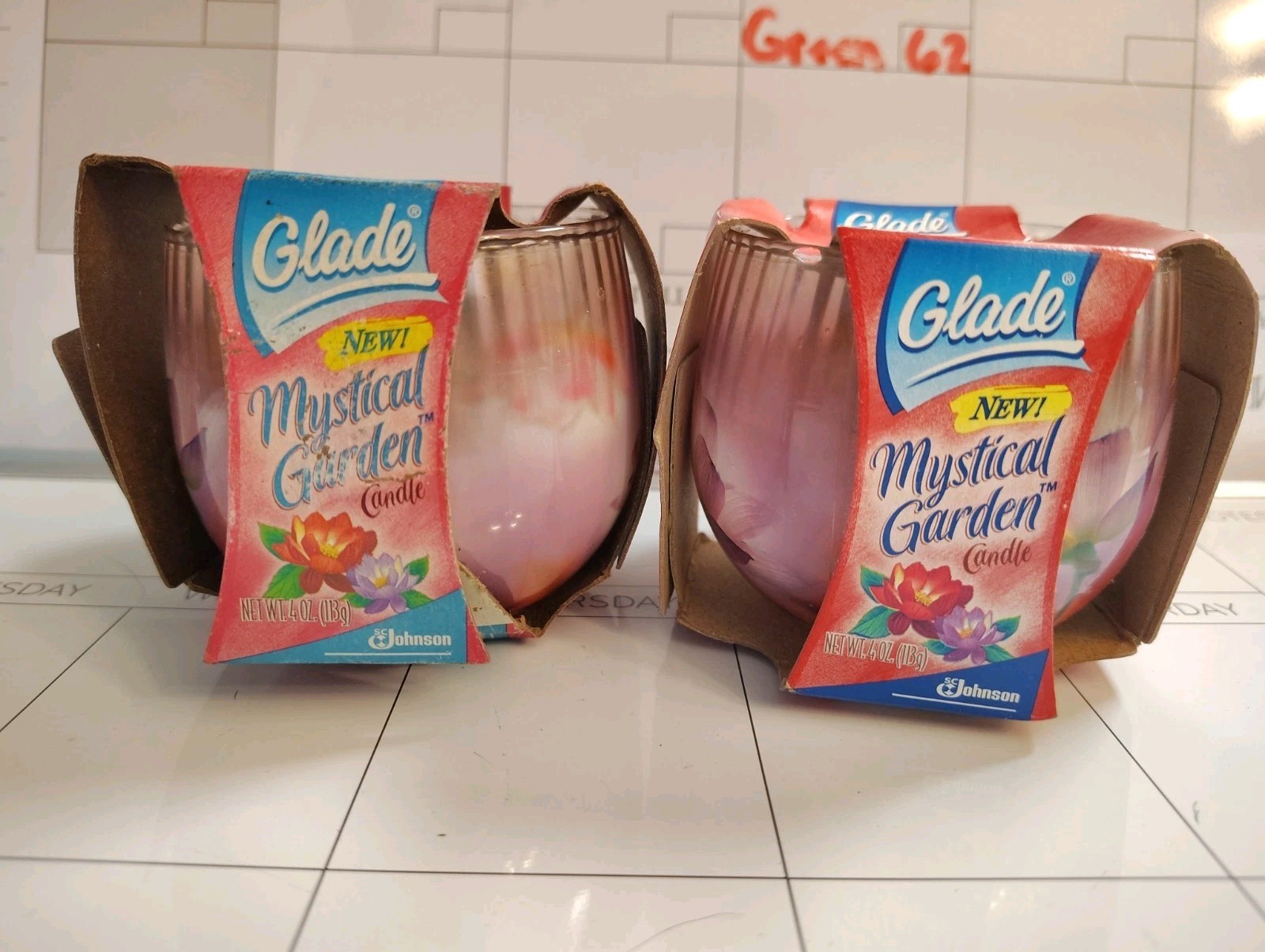 Lot of 2 Vtg Glade MYSTICAL GARDEN Scent 4oz Candles - Retired Scent NOS