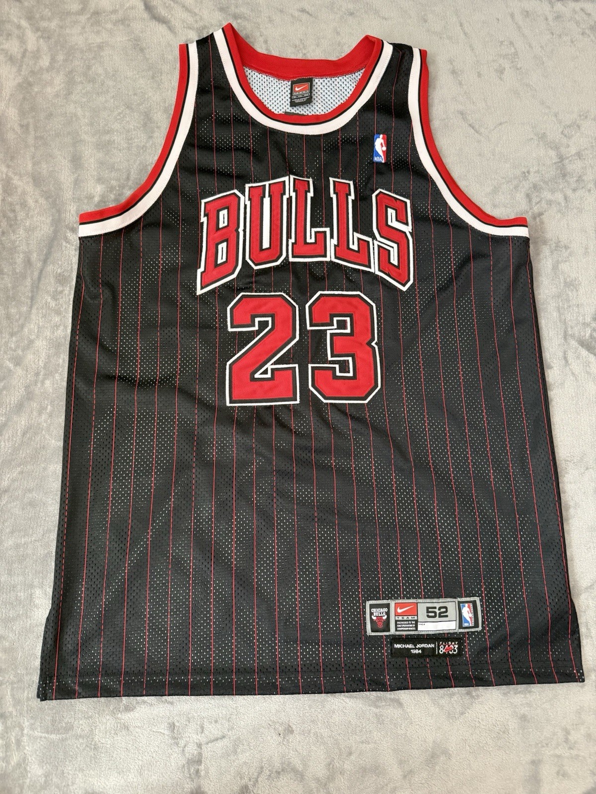 Chicago Bulls Vintage Nike Michael Jordan Authentic Jersey Black Pinstripe Sz 52 Chicago Bulls Vintage Nike Michael Jordan Authentic Jersey Black Pinstripe Sz 52