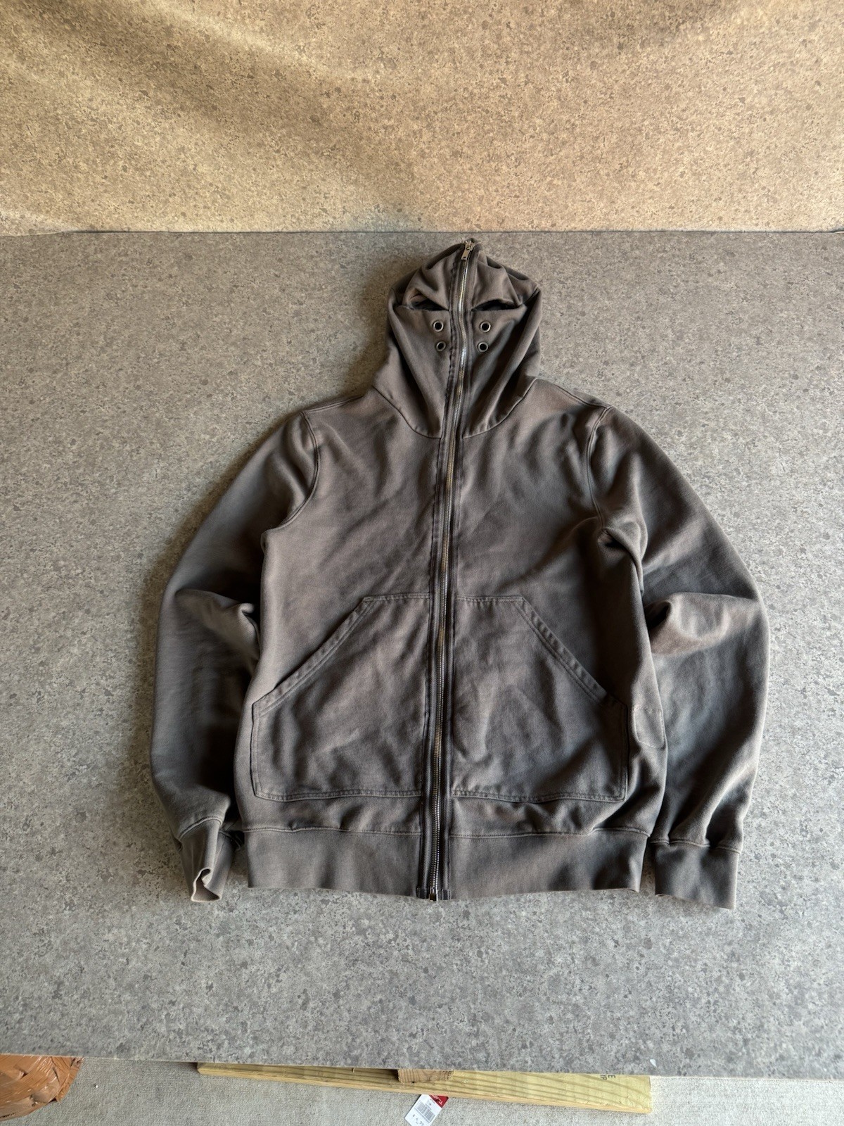 Rick Owens DRKSHDW Gray Gimp Mask Four Ring Full Zip Hoodie Jacket M