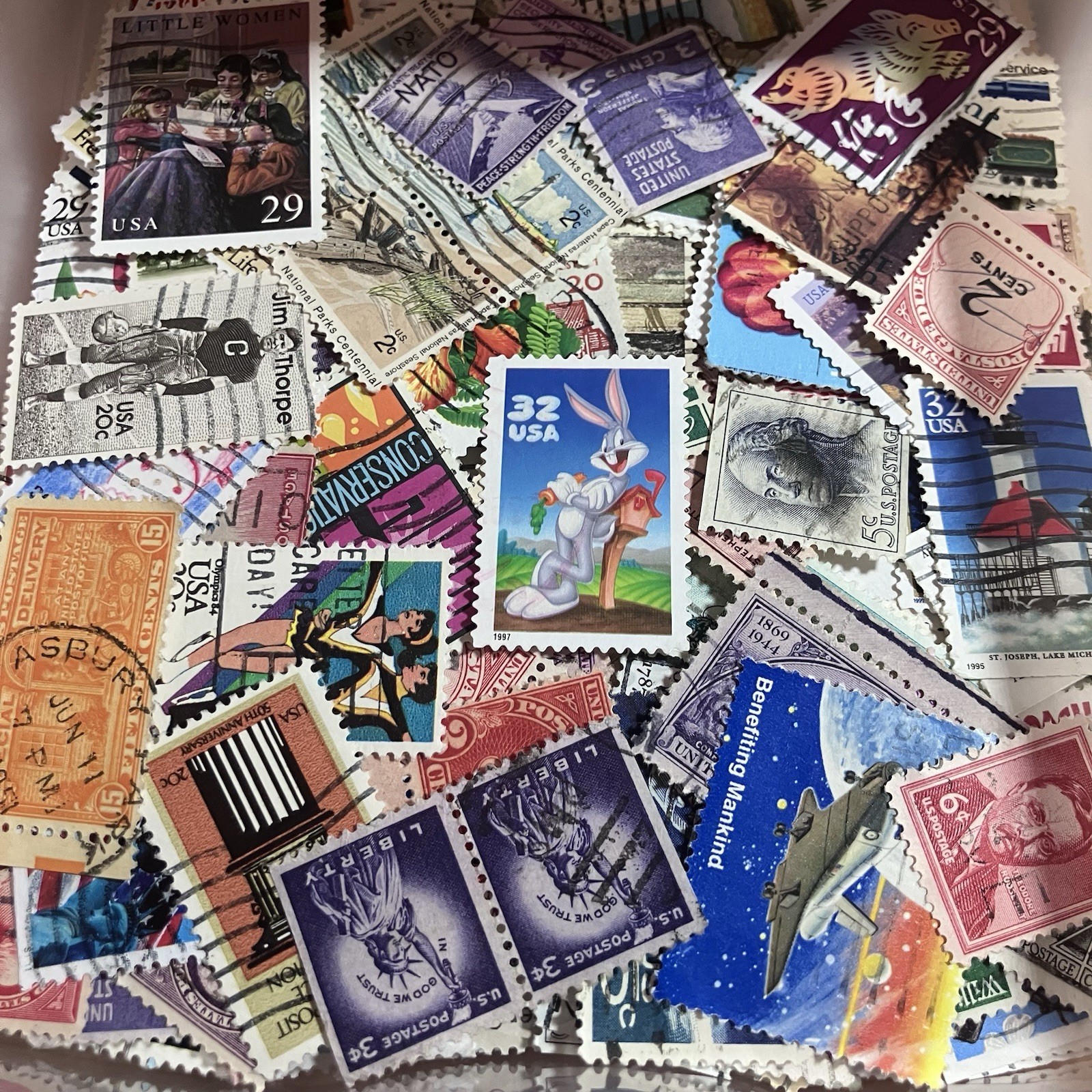 Vintage U.S. Stamp Lot - Historic Lot of 50 Stamps - No Duplicates