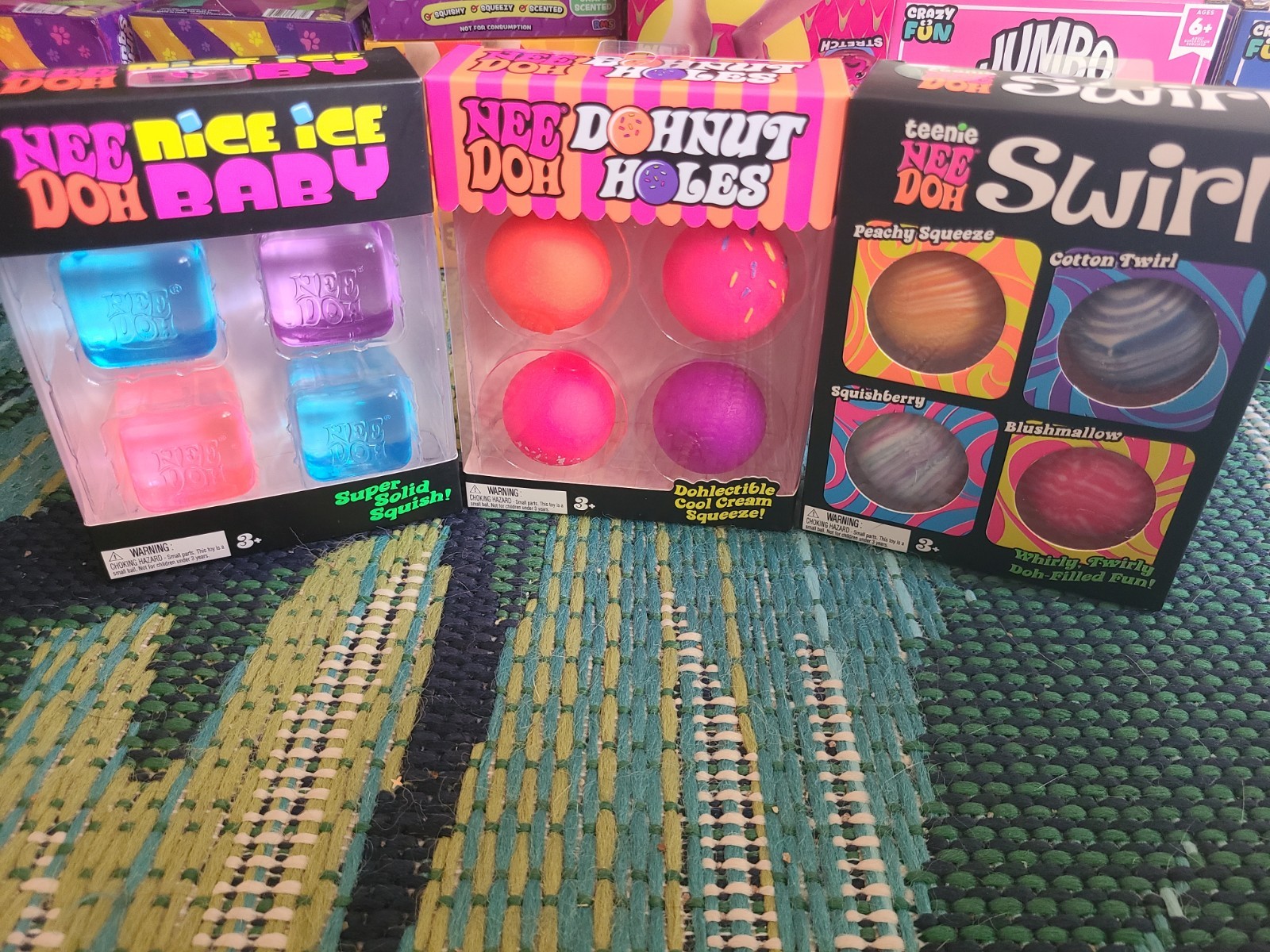 NeeDoh Teenie Squishy Lot of 3 Sets – Nice Cube Baby, Donuts, & Swirl 4 pk– NEW