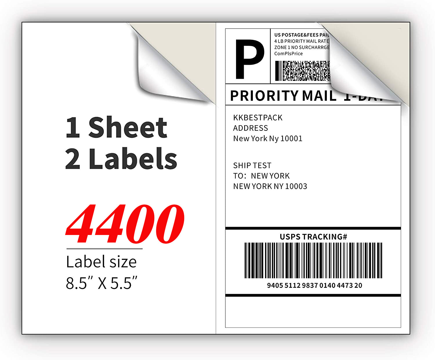 200-20000 Premium 8.5x5.5 Square Corner Shipping Labels Half Sheet Self Adhesive