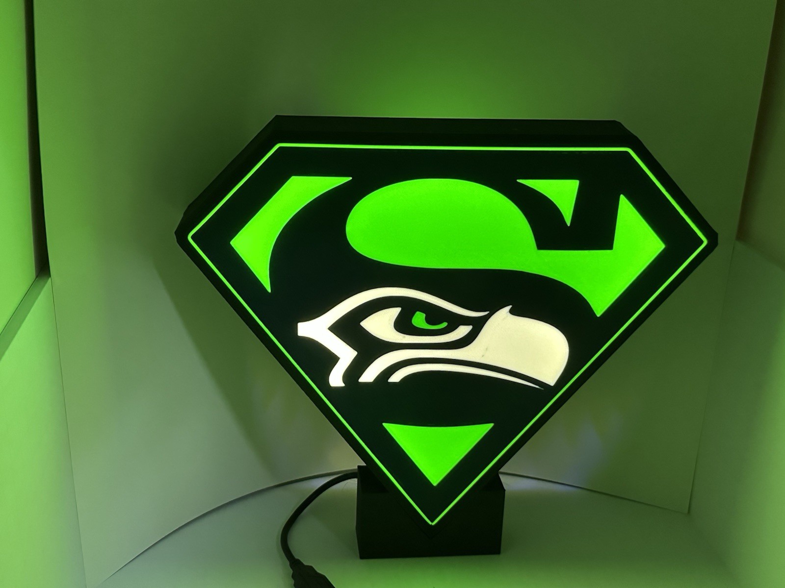 Seattle Seahawks Illuminated Display Unit – 3D Printed LED Lightbox for NFL Fans