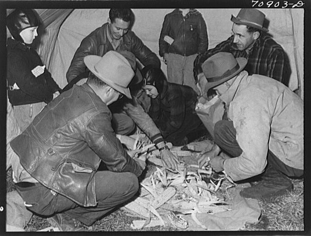 Photo:Ontario Oregon 1910s Cornhuskng Contest Judges Tent Men Sifting Corn