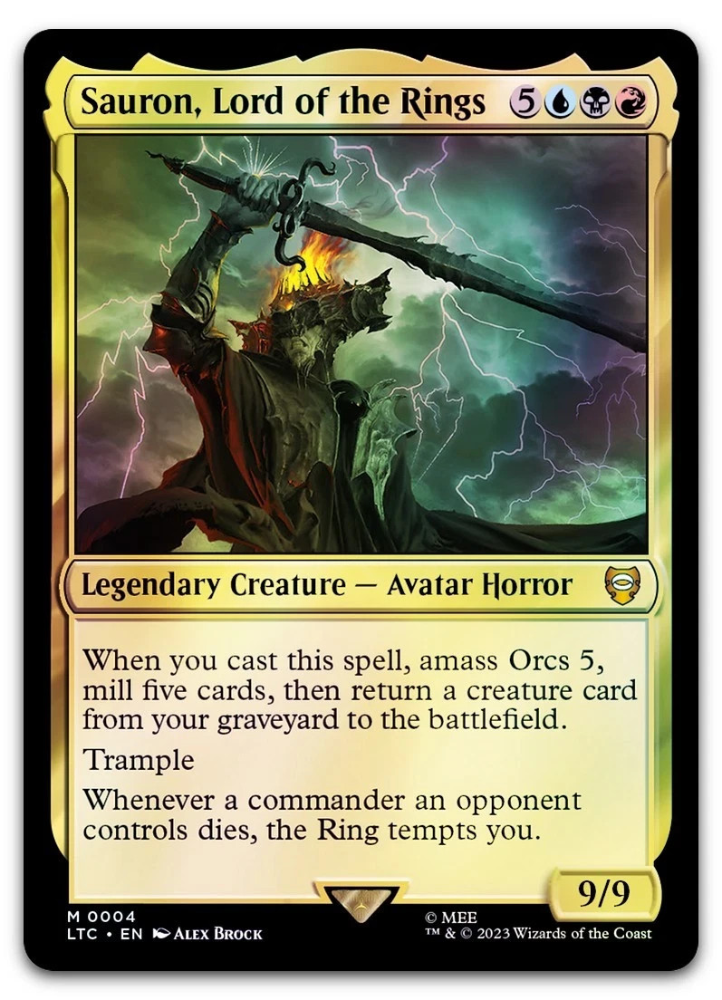 Sauron, Lord of the Rings #4 (Foil) (NM) Lord of the Rings LTC Magic MTG edh Sauron, Lord of the Rings #4 (Foil) (NM) Lord of the Rings LTC Magic MTG edh