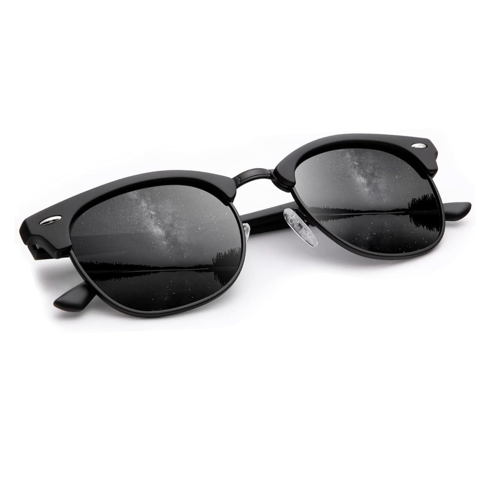 KALIYADI Unisex Polarized Sunglasses Stylish Sun Medium, A01-matte Black 