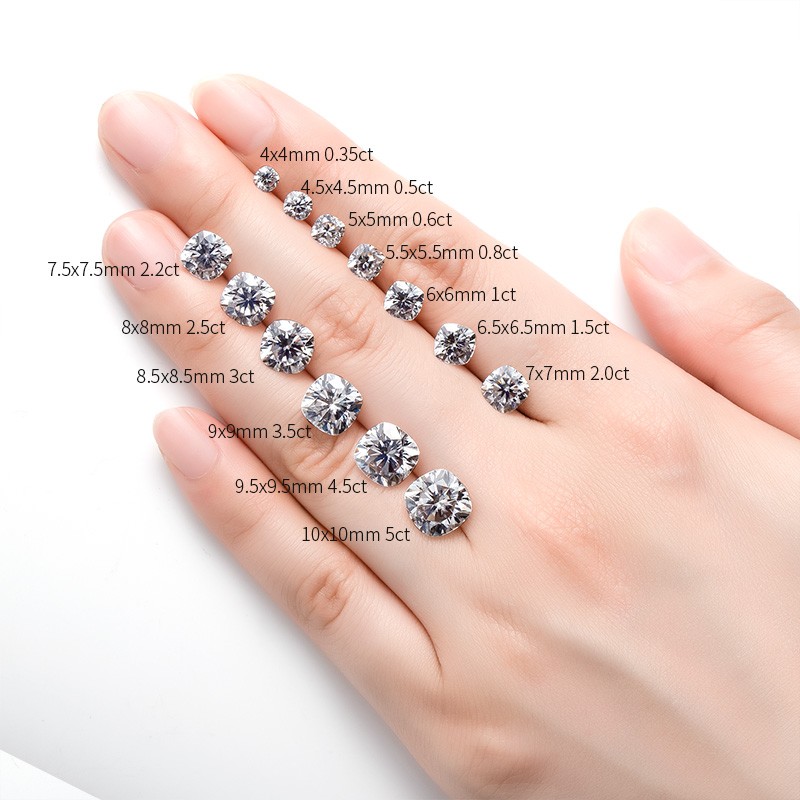 US 0.1-10ct Cushion Cut D Color Moissanite Loose VVS1 GRA Certificate Wholesale US 0.1-10ct Cushion Cut D Color Moissanite Loose VVS1 GRA Certificate Wholesale