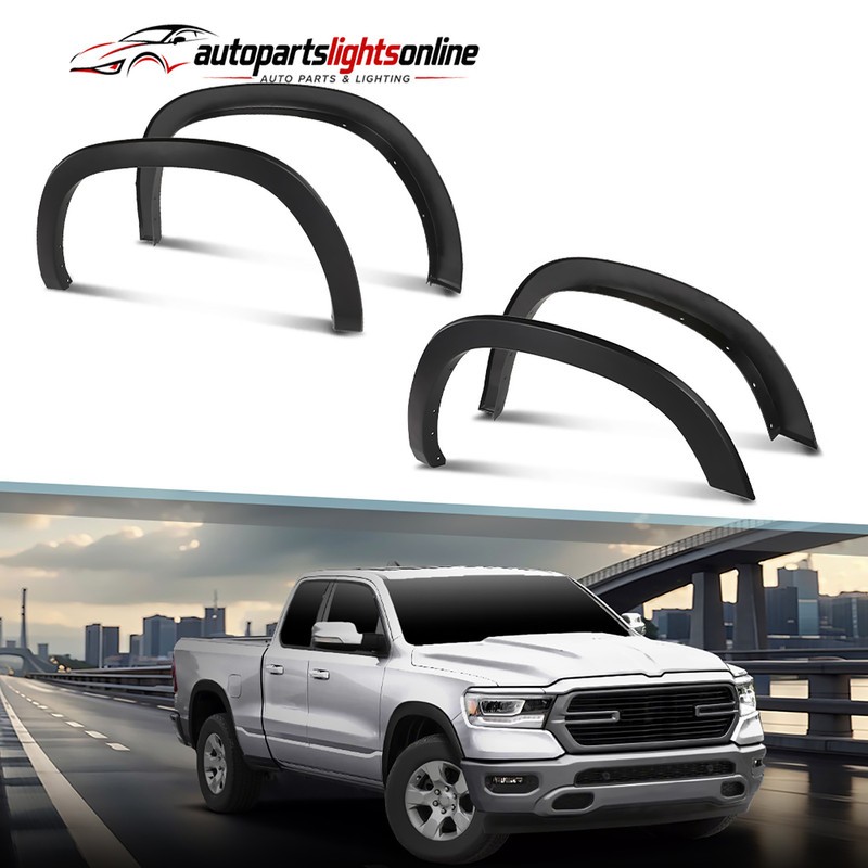 4PCS Black Fender Flares Paintable For 2019-2024 Dodge Ram 1500 OE Style Matte