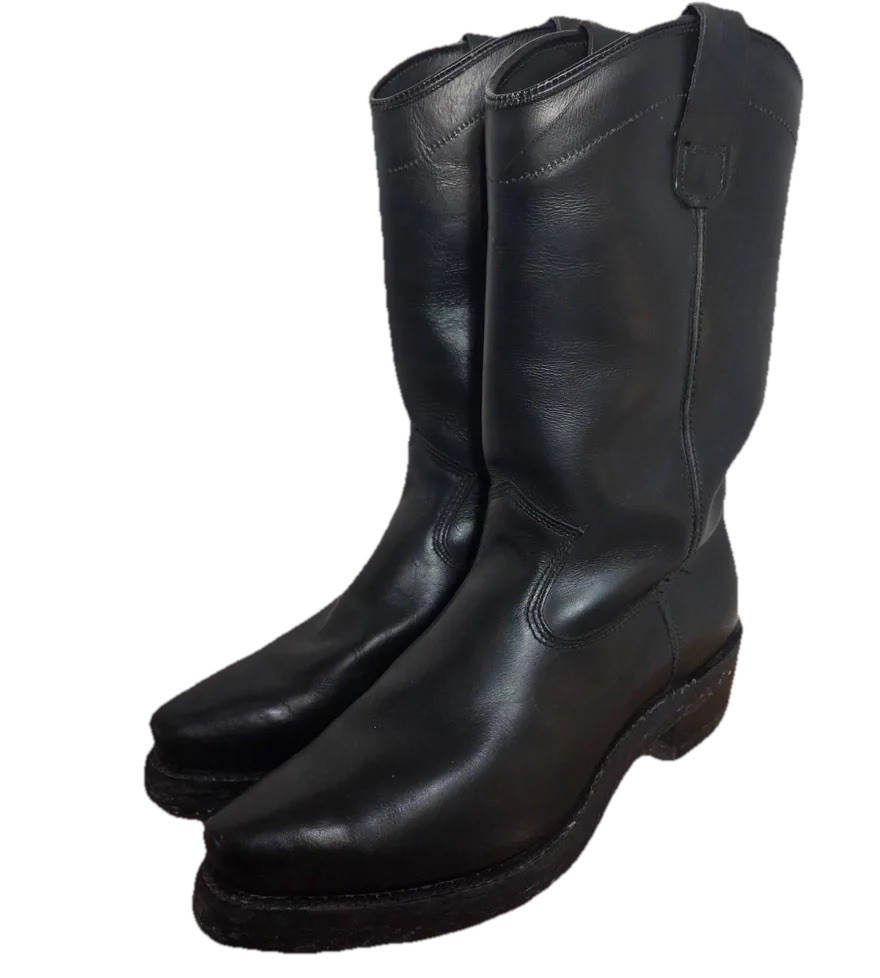 Dayton Black Beauty Motorcycle Boots Vintage - Sz 10.5 Chromexcel Triple-Sole