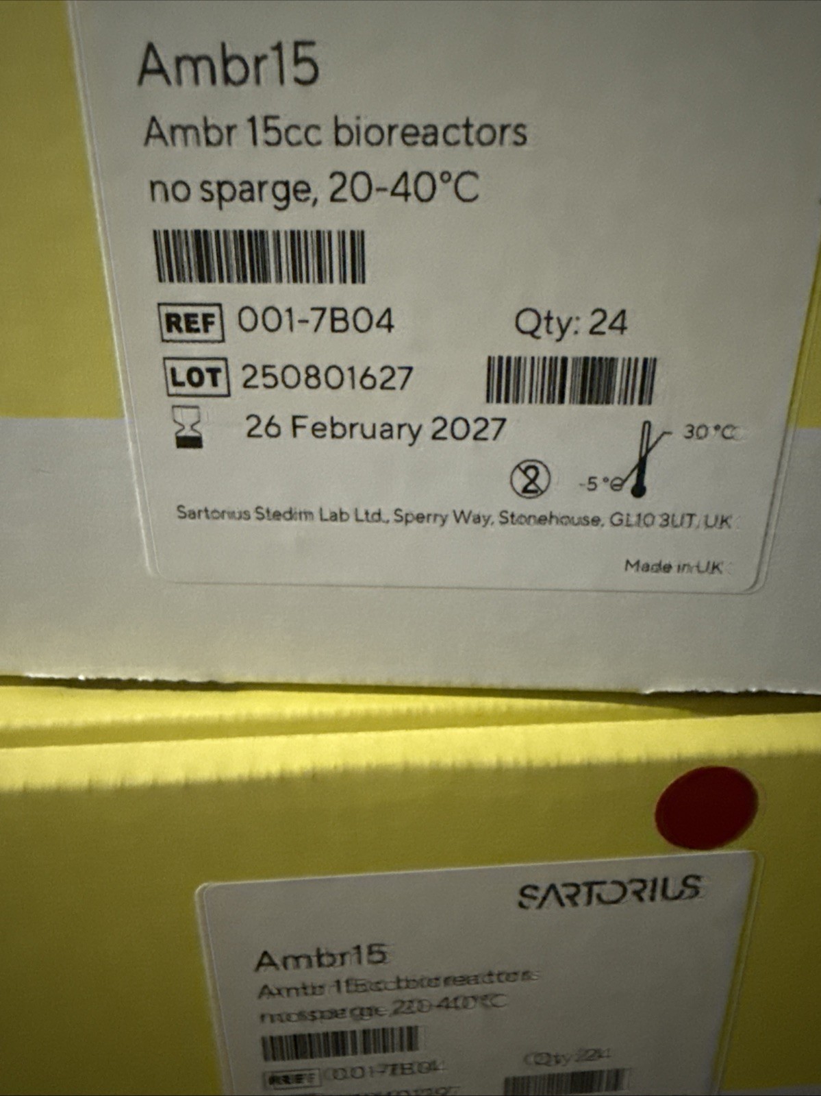 NEW Sartorius Ambr15 001-7B04 (Qty 24) Exp Feb 27 New MSRP 2,500 PROMO NEW Sartorius Ambr15 001-7B04 (Qty 24) Exp Feb 27 New MSRP 2,500 PROMO
