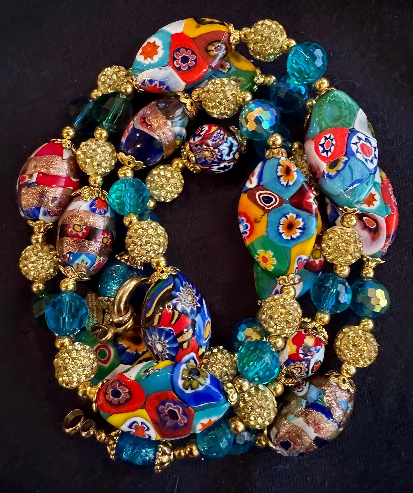 Rosario Leonardi Murano Millefiori Necklace: Rare Vintage Venetian Glass