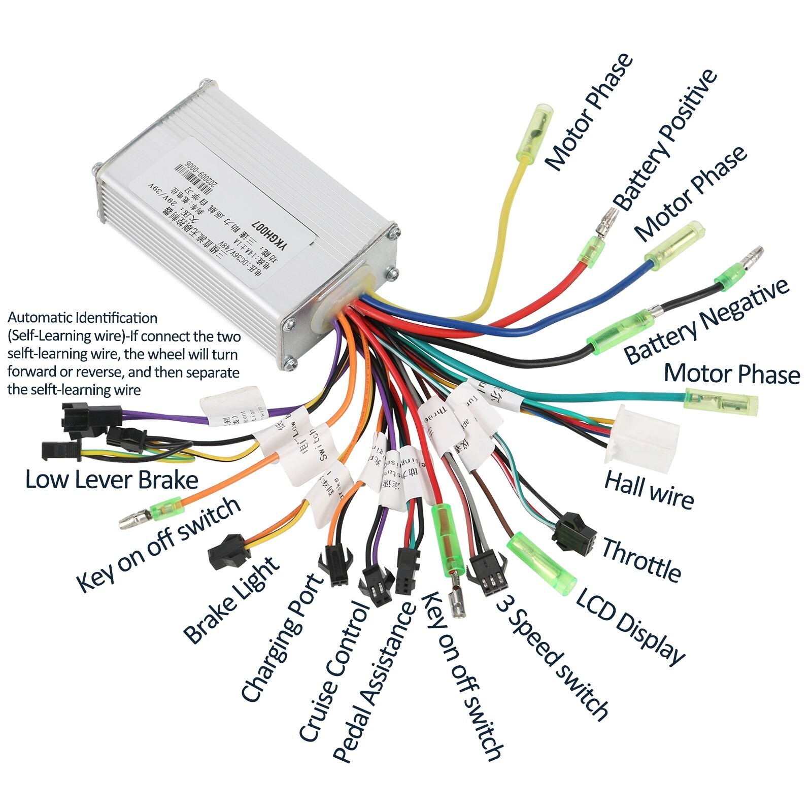 36V 48V Universal Brushless Motor Controller for Electric Bike Scooter E-bike US