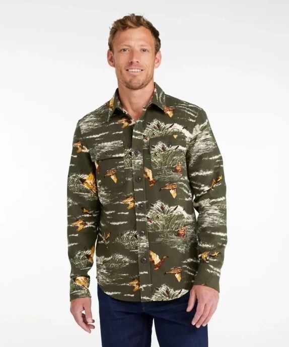 L.L. Bean Signature 1933 Chamois Flannel Cloth Button Up Shirt XL Hunting Ducks
