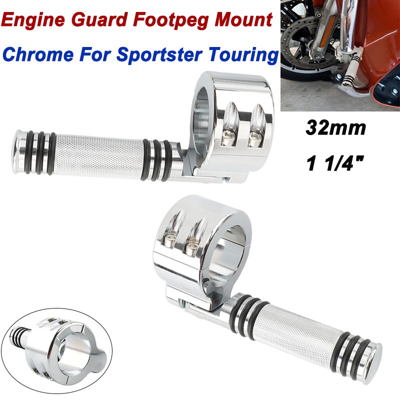 2PCS 32mm Highway Engine Guard Foot Pegs Footrest Mount Kit For Touring Softail