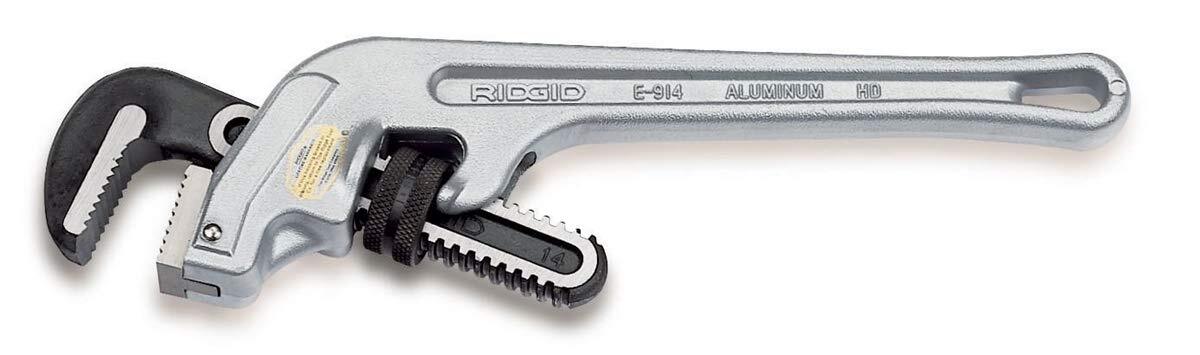 RIDGID 90117 E-914 Aluminum End Pipe Wrench, 14-inch Plumbing Wrench Silver