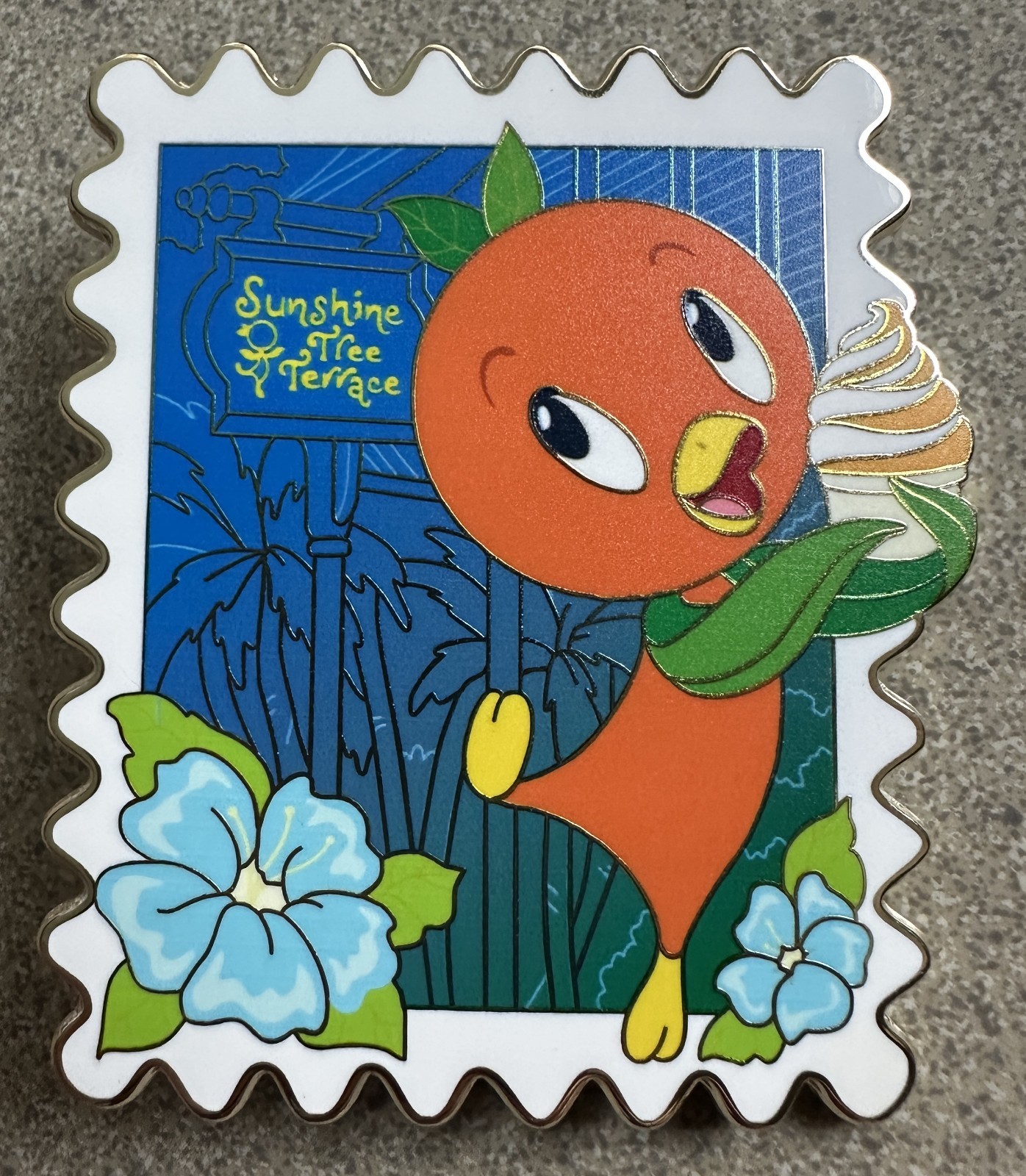 PIN ORANGE BIRD STAMP SUNSHINE TREE TERRACE 3\ PIN ORANGE BIRD STAMP SUNSHINE TREE TERRACE 3\