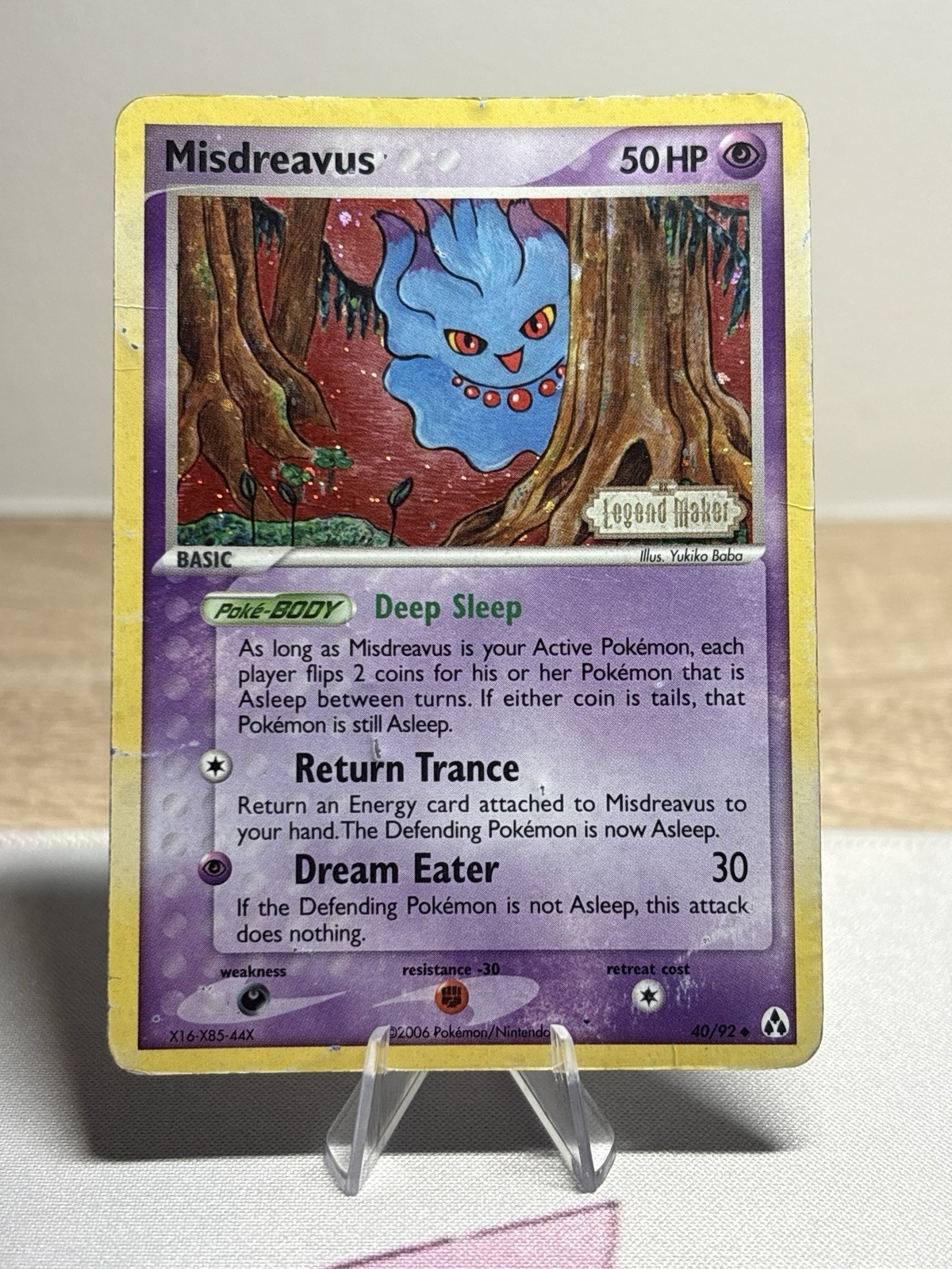 Misdreavus 40/92 Reverse Holofoil Stamped 2006 Ex Legend Maker Pokemon Card HP