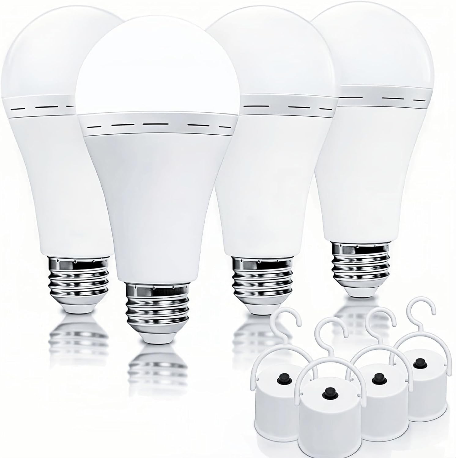 A19-6 Pack Rechargeable Emergency Light Bulbs, 12W,1200LM LED,For Family,E27/E26