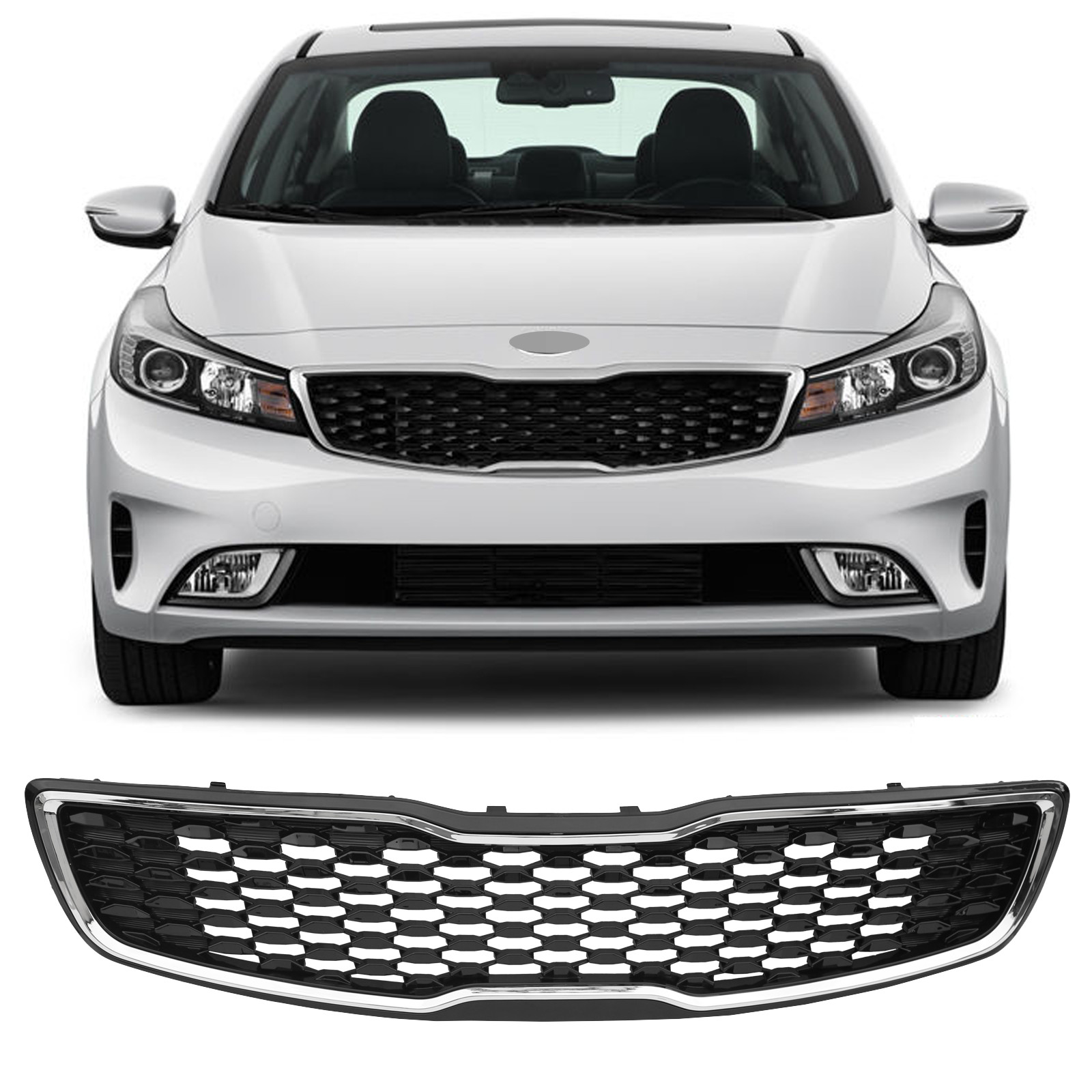 Fit For 2017-2018 17-18 Kia Forte Sedan LX SX NEW Front Upper Grille Grill