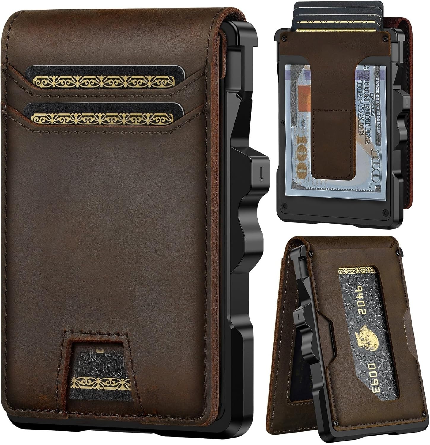 Abby Men’s Slim RFID Leather Wallet with Pop-Up Card Holder