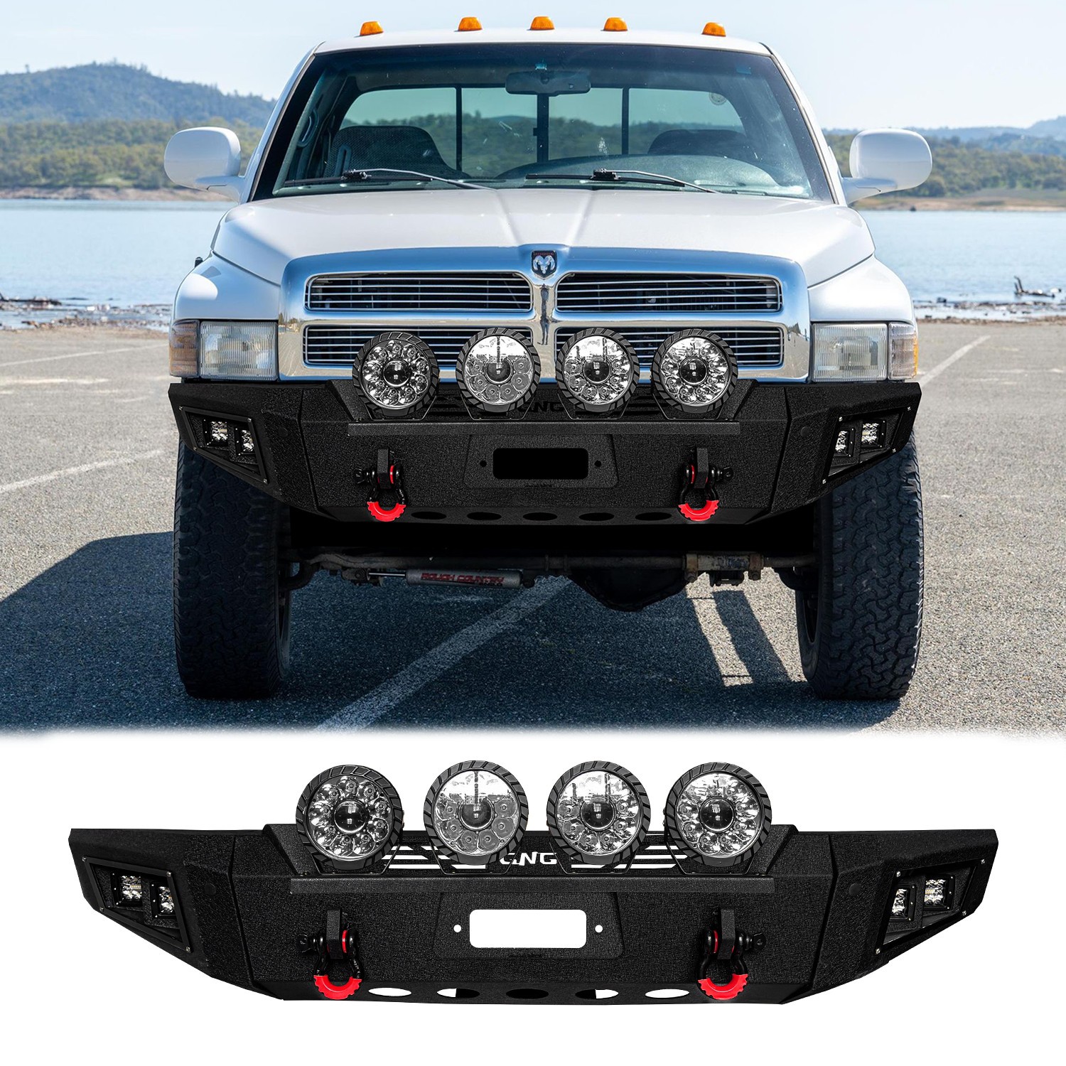 Vijay For 1994-2002 Dodge Ram 2500/3500 Front/Rear Bumpers W/Winch Plate& Lights