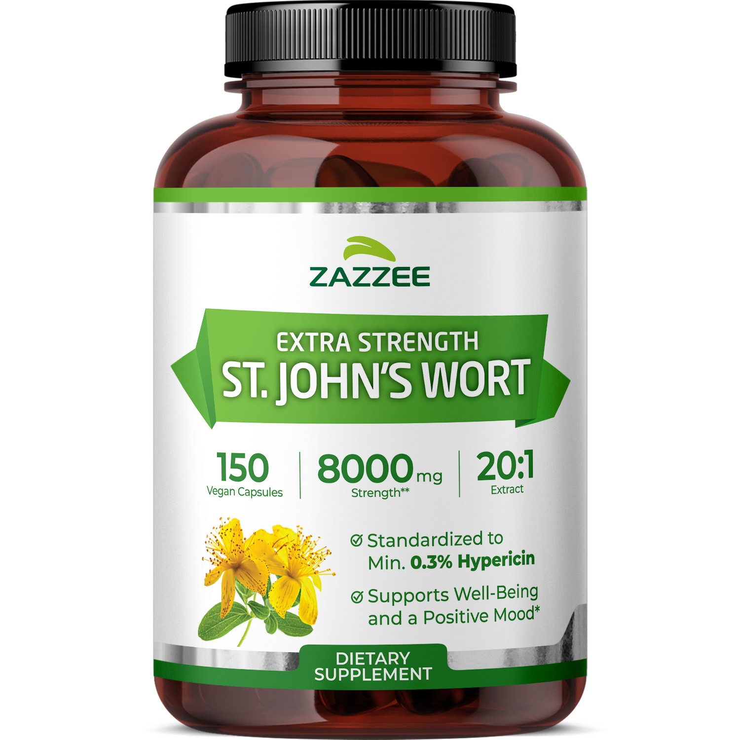 Extra Strength St. John’s Wort 20:1 Extract, 8000 mg Strength, 0.3% Hypericin